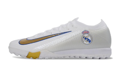 Nike Air Zoom Mercurial Vapor 16 Elite TF Artificial Turf Soccer Shoes - White/Royal Blue/Metallic Gold