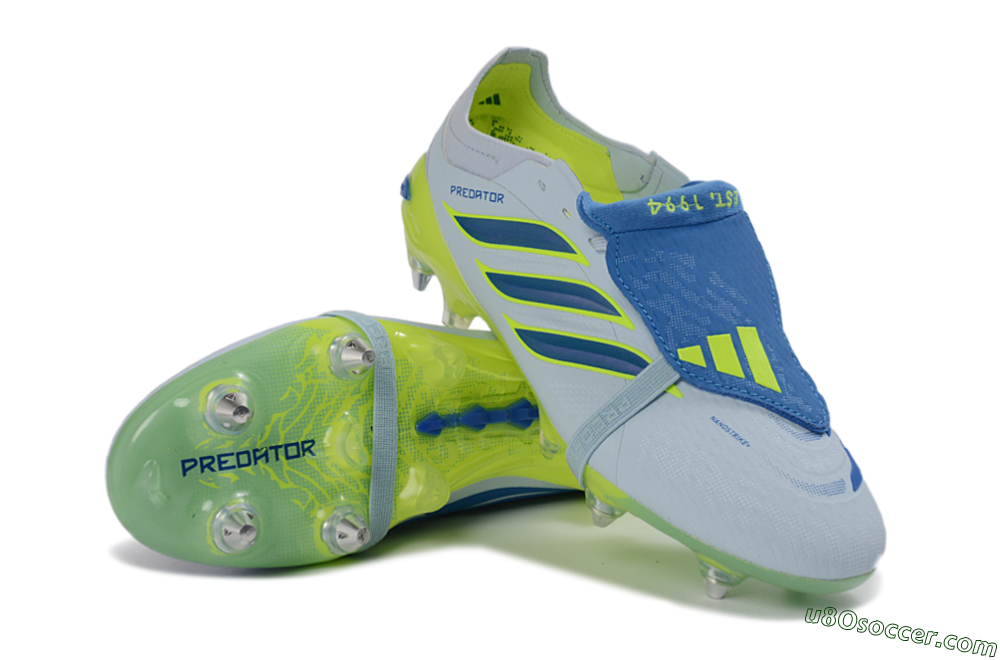 Adidas Predator 26 Elite Fold-Over Tongue SG Soft Ground Soccer Cleats - Blue/Electric Green/Light Blue 3