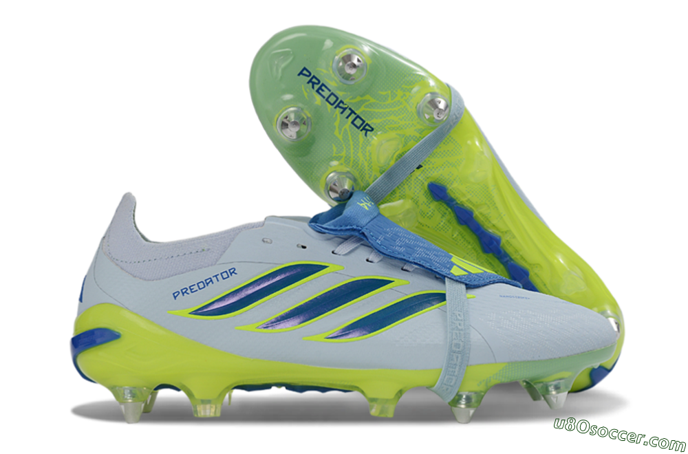 Adidas Predator 26 Elite Fold-Over Tongue SG Soft Ground Soccer Cleats - Blue/Electric Green/Light Blue 1