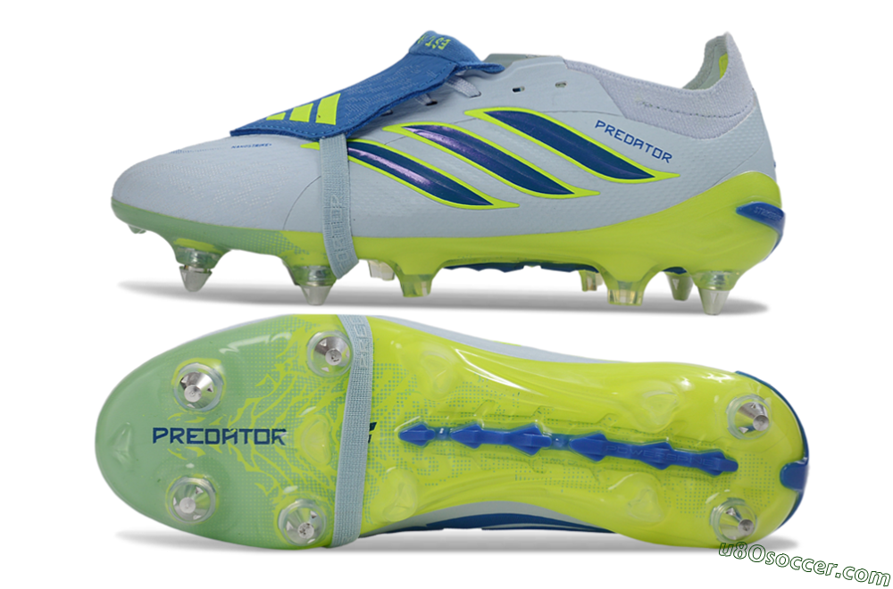 Adidas Predator 26 Elite Fold-Over Tongue SG Soft Ground Soccer Cleats - Blue/Electric Green/Light Blue 0