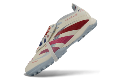 Adidas Predator Gal 26 Elite Fold-Over Tongue TF Artificial Turf Soccer Shoes - Ivory/Blush Pink/Light Blue