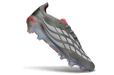 Adidas Predator 26 Elite FG Firm Ground Soccer Cleats - Gray/Fiery Red/Metallic Silver