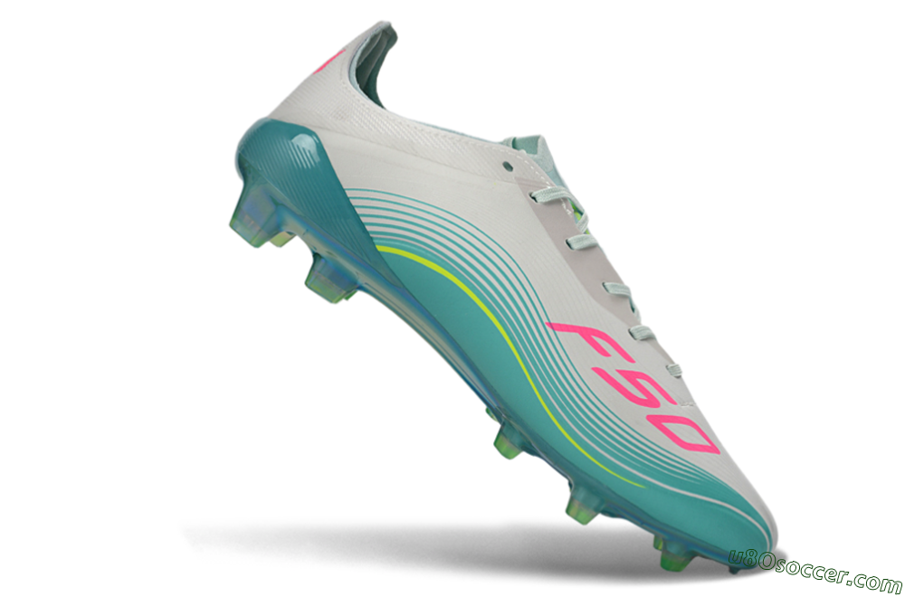 Messi x Adidas F50 Elite FG Firm Ground Soccer Cleats - Aqua/Coral Twist/Neon Green 5