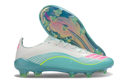 Messi x Adidas F50 Elite FG Firm Ground Soccer Cleats - Aqua/Coral Twist/Neon Green