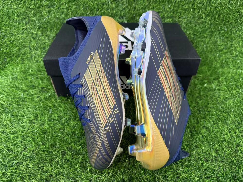 Dembélé x Adidas F50 Elite FG Firm Ground Soccer Cleats - Navy/Champagne Gold/Light Prism