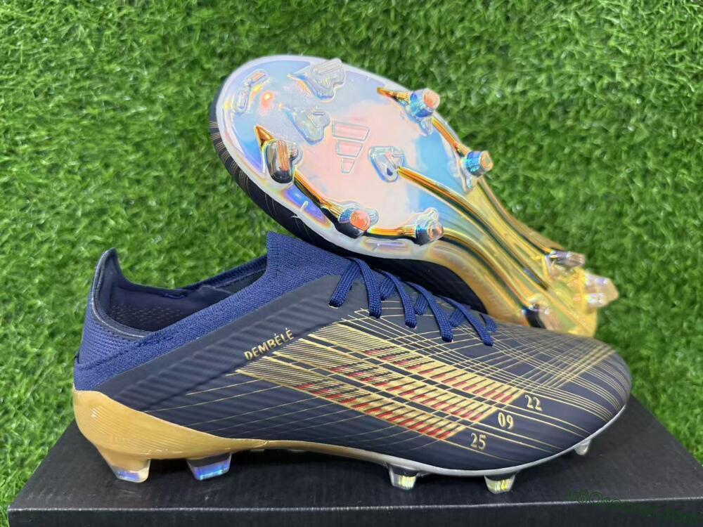 Dembélé x Adidas F50 Elite FG Firm Ground Soccer Cleats - Navy/Champagne Gold/Light Prism
