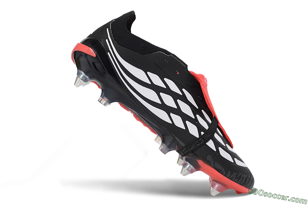 Adidas Predator 26 Elite Fold-Over Tongue SG Soft Ground Soccer Cleats - Black/Vibrant Red/Metallic Silver 4