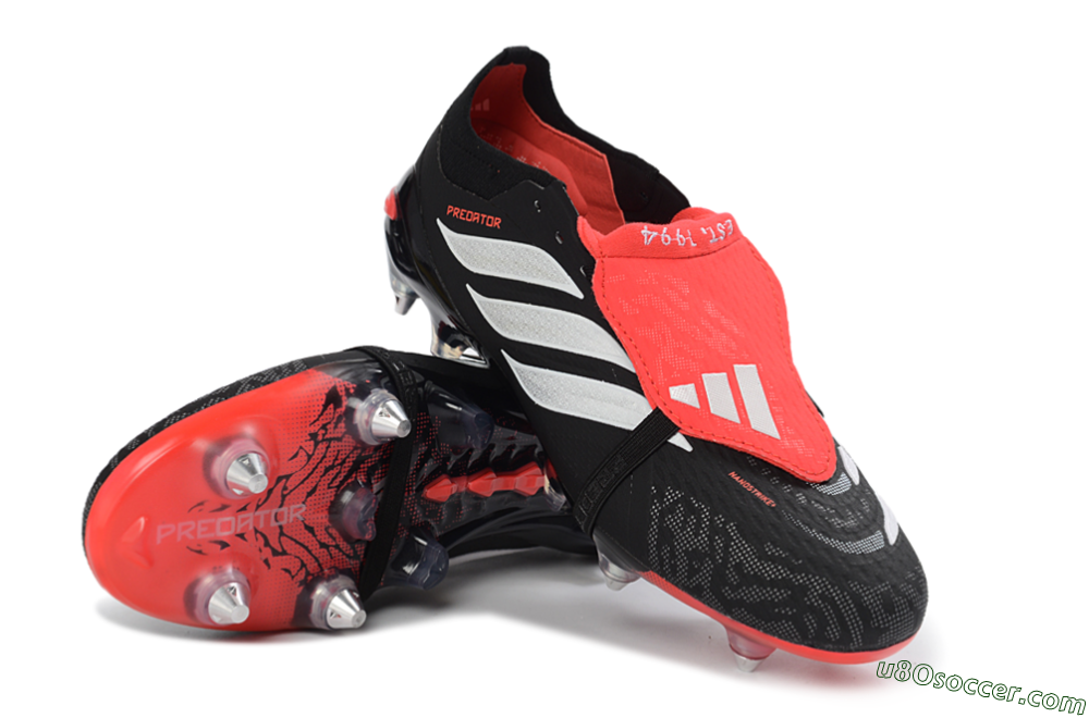 Adidas Predator 26 Elite Fold-Over Tongue SG Soft Ground Soccer Cleats - Black/Vibrant Red/Metallic Silver 3