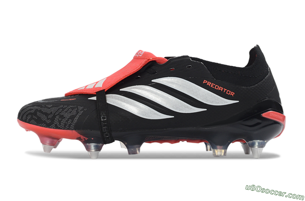 Adidas Predator 26 Elite Fold-Over Tongue SG Soft Ground Soccer Cleats - Black/Vibrant Red/Metallic Silver 2