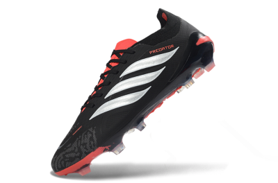Adidas Predator 26 Elite FG Firm Ground Soccer Cleats - Black/Fiery Red/Metallic Silver