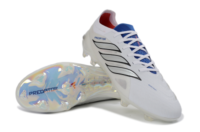 Adidas Predator 26 Elite FG Firm Ground Soccer Cleats - White/Electric Blue/Silver
