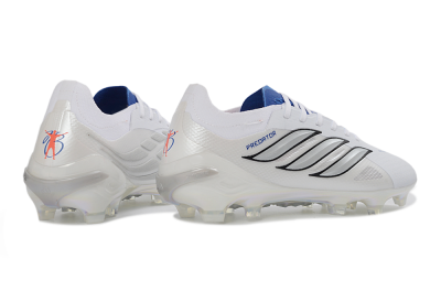 Adidas Predator 26 Elite FG Firm Ground Soccer Cleats - White/Electric Blue/Silver