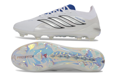 Adidas Predator 26 Elite FG Firm Ground Soccer Cleats - White/Electric Blue/Silver