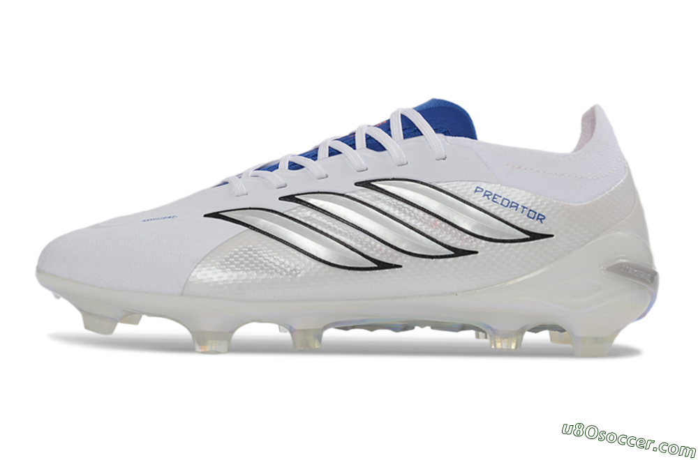 Adidas Predator 26 Elite FG Firm Ground Soccer Cleats - White/Electric Blue/Silver 2