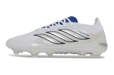 Adidas Predator 26 Elite FG Firm Ground Soccer Cleats - White/Electric Blue/Silver