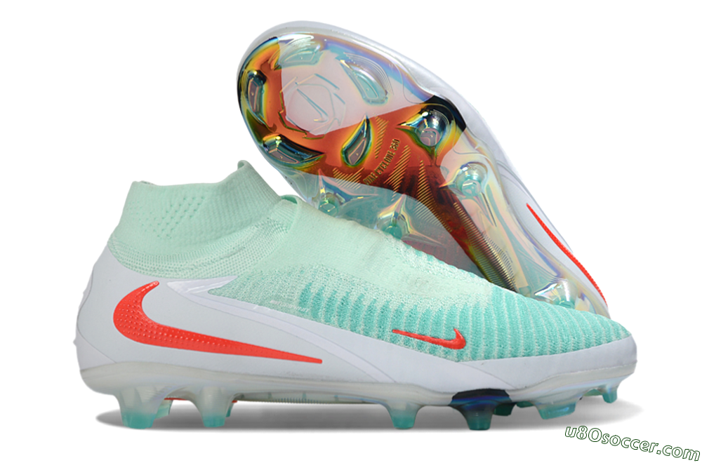 Nike Phantom 6 Elite High FG Firm Ground Soccer Cleats - Aqua/Coral Burst/Luminous White 1