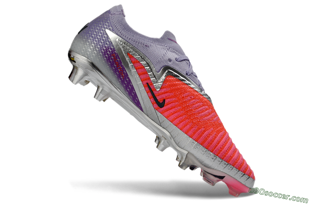 Nike Phantom 6 Elite Low FG Firm Ground Soccer Cleats - Pink/Vibrant Coral/Metallic Silver 4