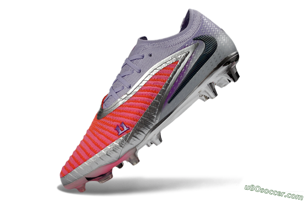 Nike Phantom 6 Elite Low FG Firm Ground Soccer Cleats - Pink/Vibrant Coral/Metallic Silver 5
