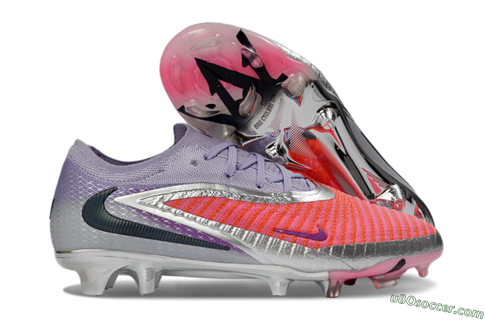 Nike Phantom 6 Elite Low FG Firm Ground Soccer Cleats - Pink/Vibrant Coral/Metallic Silver 1