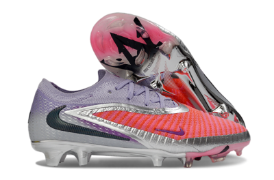 Nike Phantom 6 Elite Low FG Firm Ground Soccer Cleats - Pink/Vibrant Coral/Metallic Silver