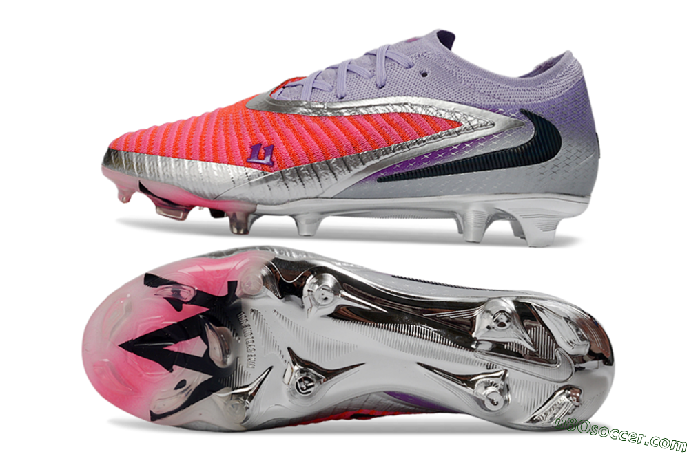 Nike Phantom 6 Elite Low FG Firm Ground Soccer Cleats - Pink/Vibrant Coral/Metallic Silver 0
