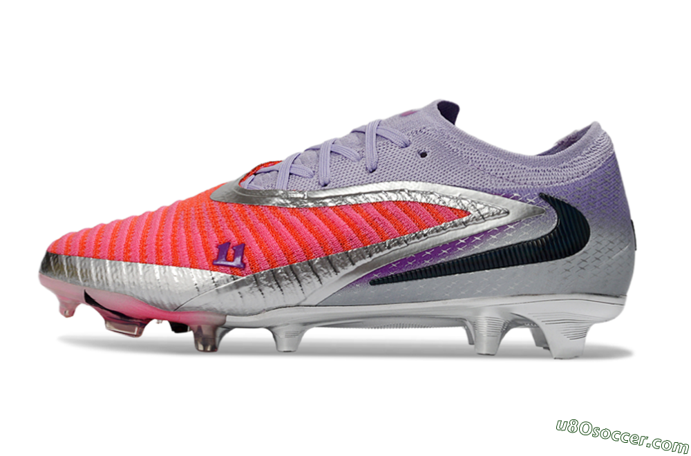 Nike Phantom 6 Elite Low FG Firm Ground Soccer Cleats - Pink/Vibrant Coral/Metallic Silver 2