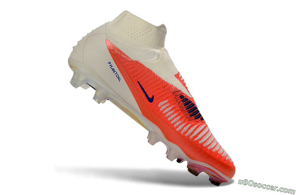 Nike Phantom 6 Elite High FG Firm Ground Soccer Cleats - Orange/Bright Coral/Deep Blue 4