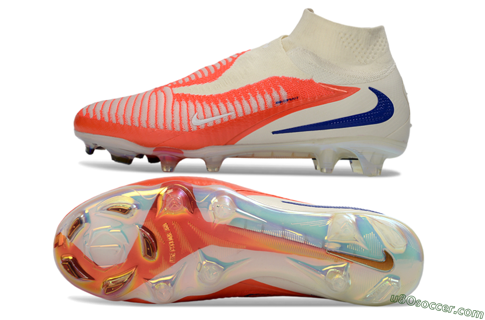Nike Phantom 6 Elite High FG Firm Ground Soccer Cleats - Orange/Bright Coral/Deep Blue 0