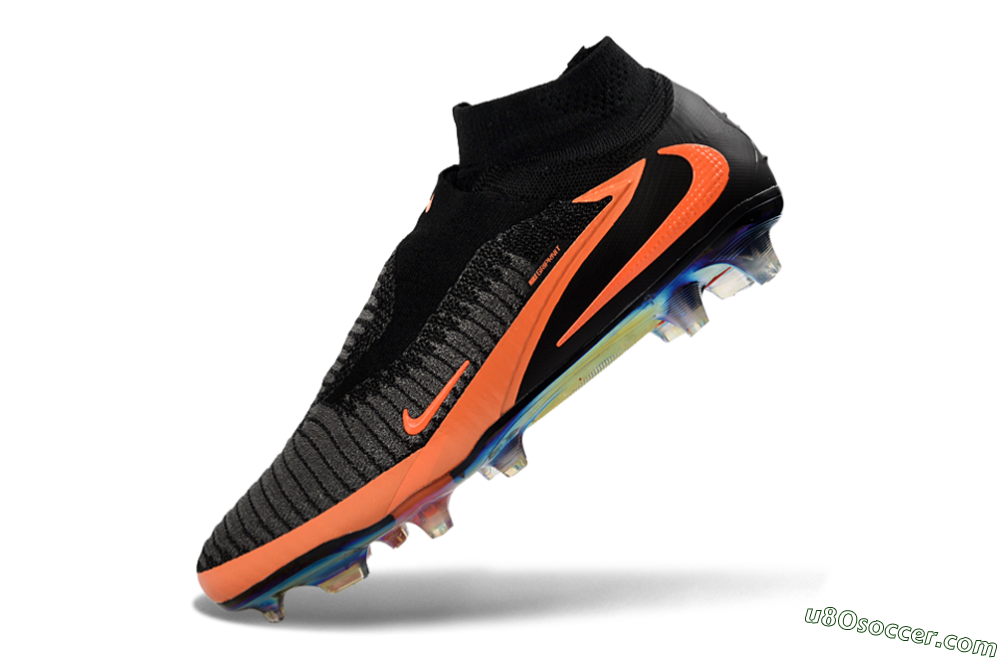 Nike Phantom 6 Elite High FG Firm Ground Soccer Cleats - Black/Vibrant Orange/Rainbow Gradient 5