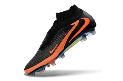 Nike Phantom 6 Elite High FG Firm Ground Soccer Cleats - Black/Vibrant Orange/Rainbow Gradient