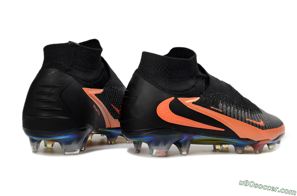 Nike Phantom 6 Elite High FG Firm Ground Soccer Cleats - Black/Vibrant Orange/Rainbow Gradient 6