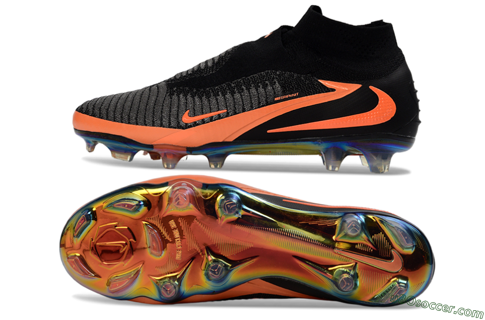 Nike Phantom 6 Elite High FG Firm Ground Soccer Cleats - Black/Vibrant Orange/Rainbow Gradient 0