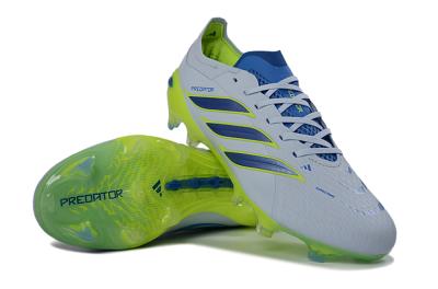 Adidas Predator 26 Elite FG Firm Ground Soccer Cleats - Gray/Electric Green/Navy Blue