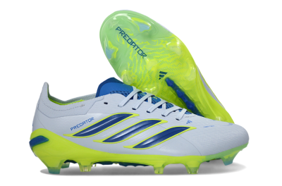 Adidas Predator 26 Elite FG Firm Ground Soccer Cleats - Gray/Electric Green/Navy Blue