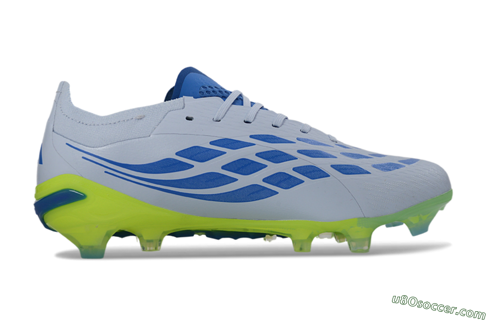 Adidas Predator 26 Elite FG Firm Ground Soccer Cleats - Gray/Electric Green/Navy Blue 7