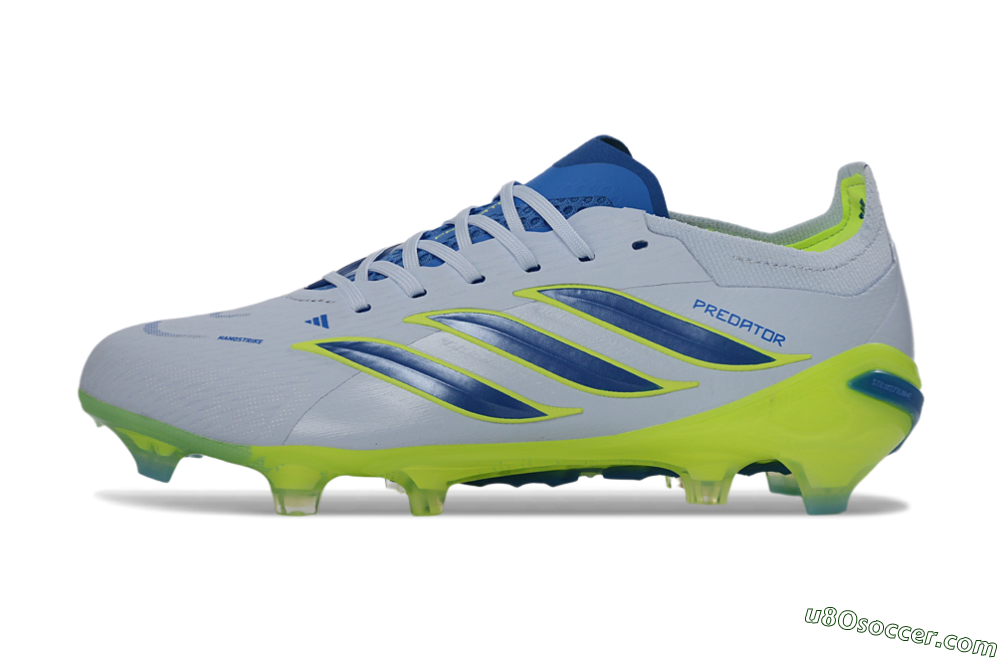 Adidas Predator 26 Elite FG Firm Ground Soccer Cleats - Gray/Electric Green/Navy Blue 2
