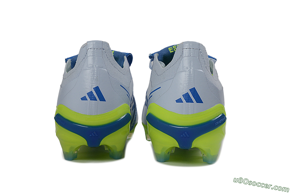 Adidas Predator 26 Elite Fold-Over Tongue FG Firm Ground Soccer Cleats - Gray/Vibrant Blue/Bright Lime 5