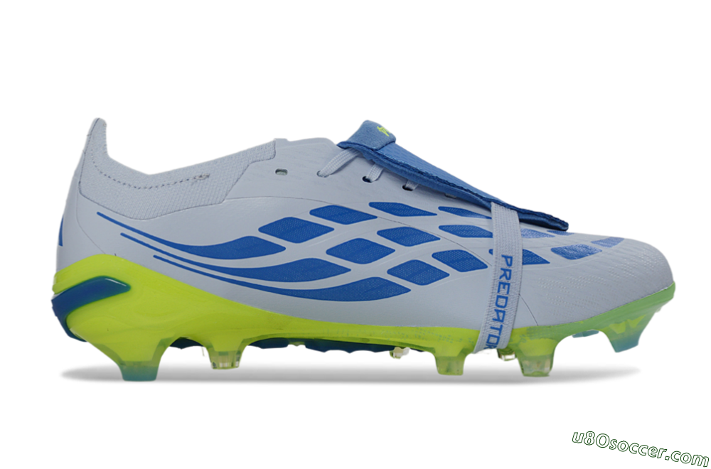 Adidas Predator 26 Elite Fold-Over Tongue FG Firm Ground Soccer Cleats - Gray/Vibrant Blue/Bright Lime 7