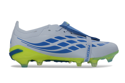 Adidas Predator 26 Elite Fold-Over Tongue FG Firm Ground Soccer Cleats - Gray/Vibrant Blue/Bright Lime