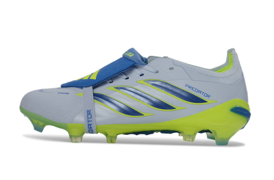 Adidas Predator 26 Elite Fold-Over Tongue FG Firm Ground Soccer Cleats - Gray/Vibrant Blue/Bright Lime