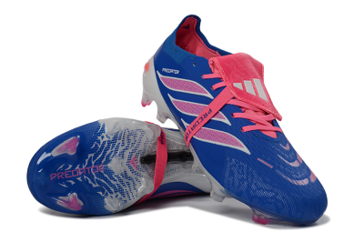 Adidas Predator 26 Elite Fold-Over Tongue FG Firm Ground Soccer Cleats - Blue/Neon Pink/Sky Blue