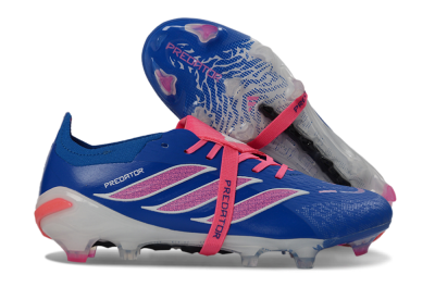 Adidas Predator 26 Elite Fold-Over Tongue FG Firm Ground Soccer Cleats - Blue/Neon Pink/Sky Blue