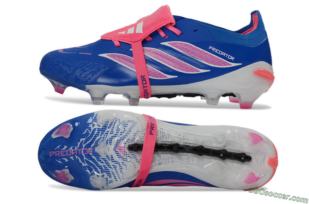 Adidas Predator 26 Elite Fold-Over Tongue FG Firm Ground Soccer Cleats - Blue/Neon Pink/Sky Blue 0