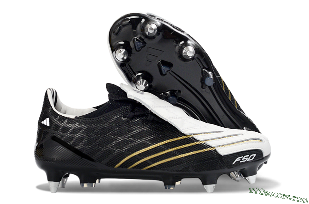 Adidas F50 Spider Elite SG Soft Ground Soccer Cleats - Black/Electric Gold/Classic White 1