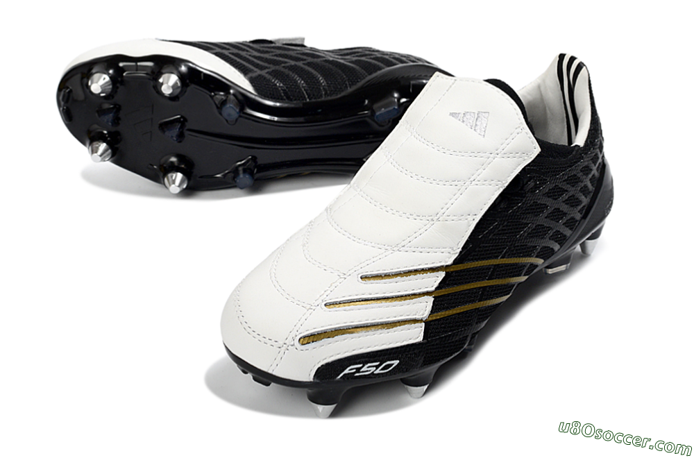 Adidas F50 Spider Elite SG Soft Ground Soccer Cleats - Black/Electric Gold/Classic White 3