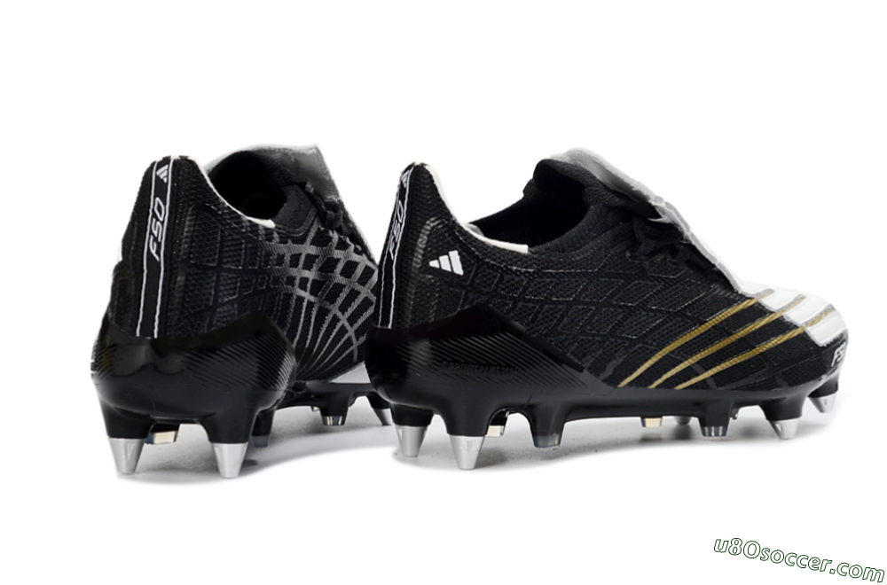 Adidas F50 Spider Elite SG Soft Ground Soccer Cleats - Black/Electric Gold/Classic White 6