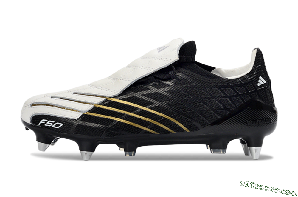 Adidas F50 Spider Elite SG Soft Ground Soccer Cleats - Black/Electric Gold/Classic White 2