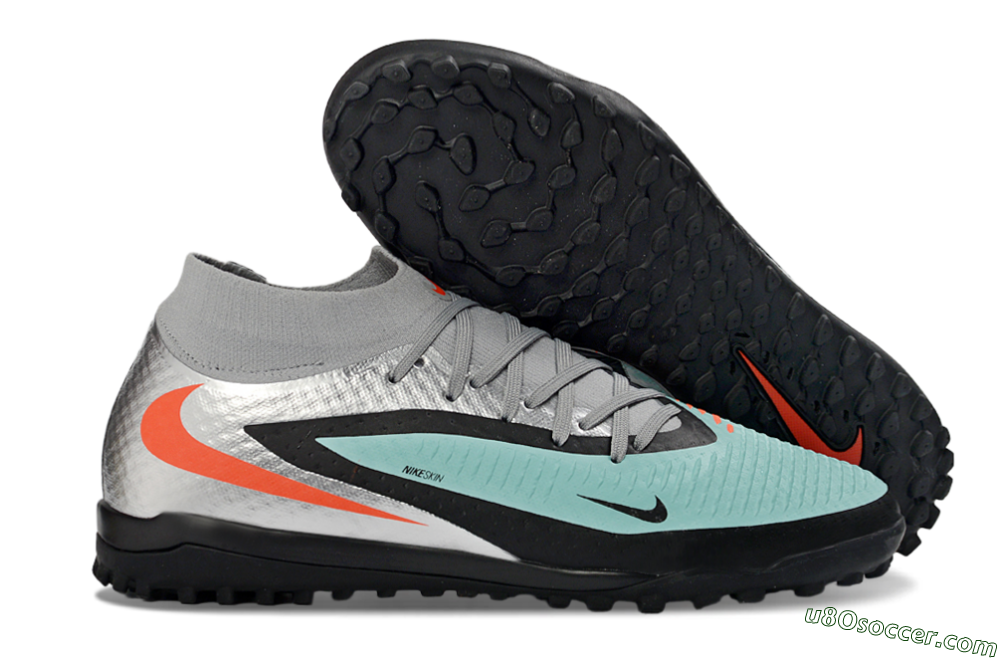 Nike Phantom 6 Elite High TF Artificial Turf Soccer Shoes - Aqua/Coral/Black 1