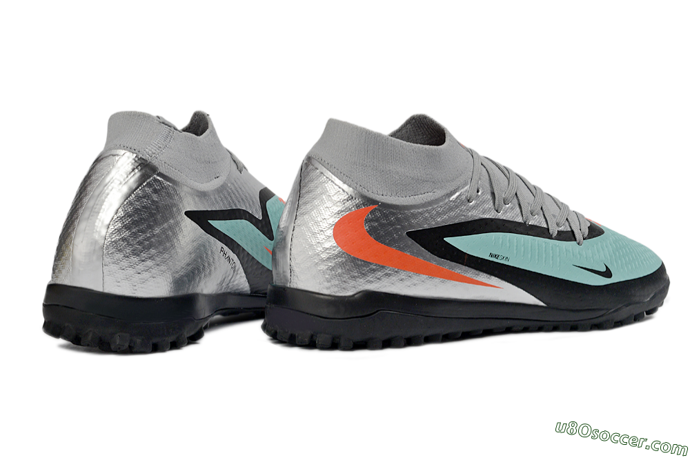 Nike Phantom 6 Elite High TF Artificial Turf Soccer Shoes - Aqua/Coral/Black 6