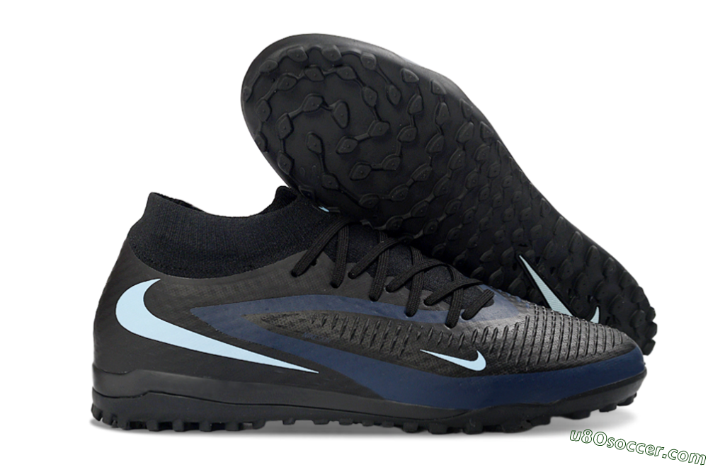 Nike Phantom 6 Elite High TF Artificial Turf Soccer Shoes - Black/Midnight Blue/Sky Blue 1
